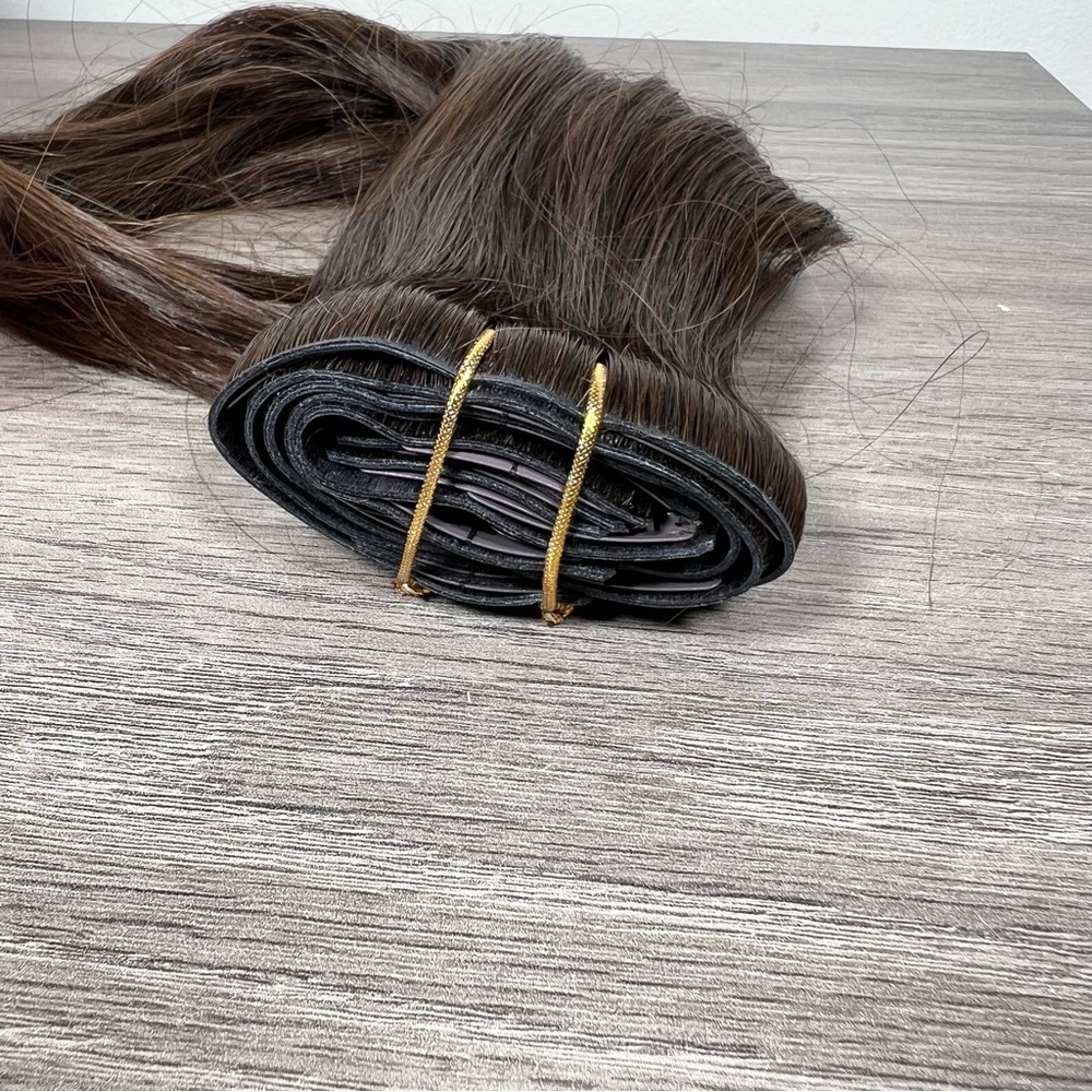 Maxita Chocolate Brown Remy Human Hair Seamless Clip In Hair Extensions - Picture 9 of 12